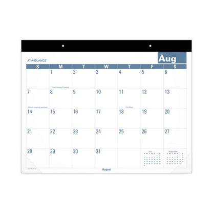Academic Large Print Desk Pad, 21.75 X 17, White/blue Sheets, 12 Month (july To June): 2025 To 2026
