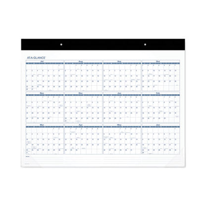 Academic Large Print Desk Pad, 21.75 X 17, White/blue Sheets, 12 Month (july To June): 2025 To 2026