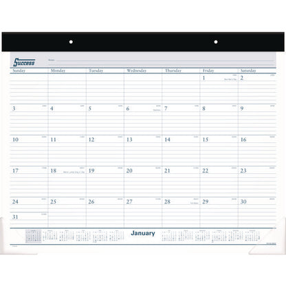 Desk Pad, 21.75 X 17, White Sheets, Black Binding, Clear Corners, 12-month (jan To Dec): 2026
