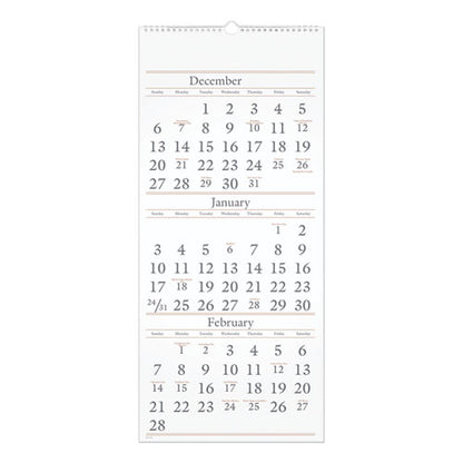 Three-month Reference Wall Calendar, 12 X 27, White Sheets, 14-month: Dec 2025 To Feb 2027