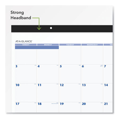 Desk Pad, 22 X 17, White Sheets, Black Binding, Black Corners, 12-month (jan To Dec): 2026