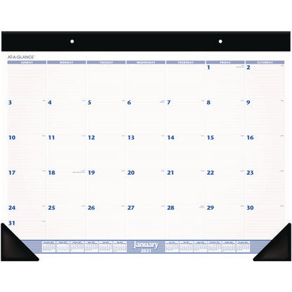 Desk Pad, 24 X 19, White Sheets, Black Binding, Black Corners, 12-month (jan To Dec): 2026