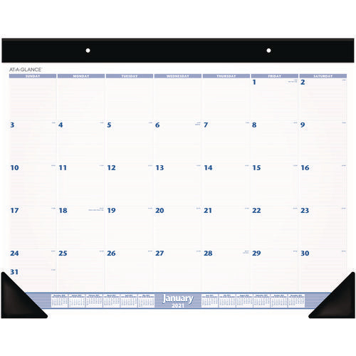 Desk Pad, 24 X 19, White Sheets, Black Binding, Black Corners, 12-month (jan To Dec): 2026