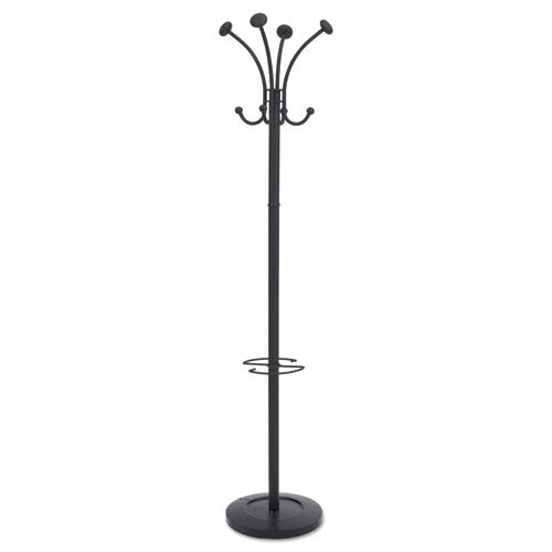 Viena Coat Stand, Eight Knobs, Steel, 16w X 16d X 70.6h, Black