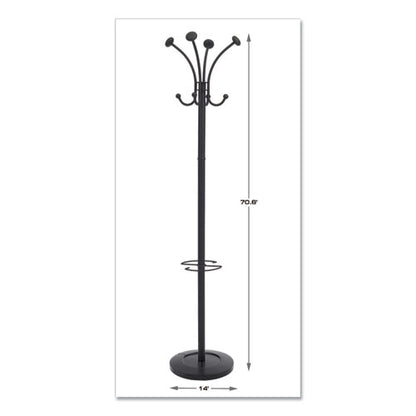 Viena Coat Stand, Eight Knobs, Steel, 16w X 16d X 70.6h, Black