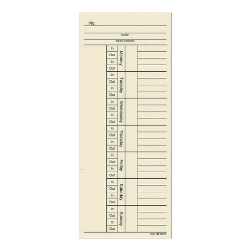 Time Cards For Acroprint, Amano And Lathem Time Clocks, Two Sides, 3.4 X 8.25, 200/pack