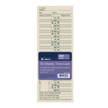 Time Cards For Acroprint, Amano And Lathem Time Clocks, Two Sides, Bi-weekly, 3.38 X 9, 200/pack