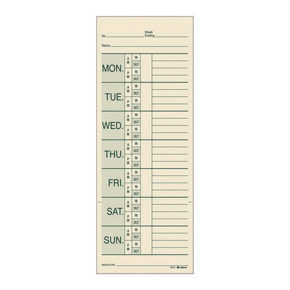 Time Cards For Pyramid 1000 Time Clock, Two Sides, 3.38 X 9, 200/pack