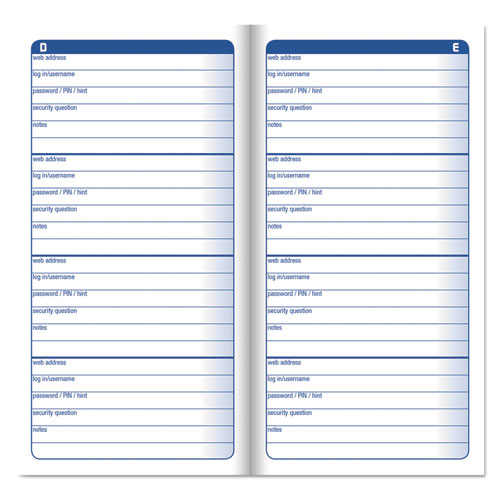 Password Journal, One-part (no Copies), 3 X 1.5, 4 Forms/sheet, 192 Forms Total