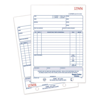 Multipart Repair Order Pad, Two-part Carbonless, 5.56 X 7.94, 50 Forms Total