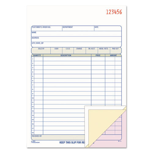 Multipart Sales Order Pad, Three-part Carbonless, 5.56 X 7.94, 50 Forms Total