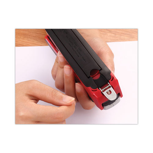Inpower One-finger 3-in-1 Desktop Stapler, 28-sheet Capacity, Red/silver