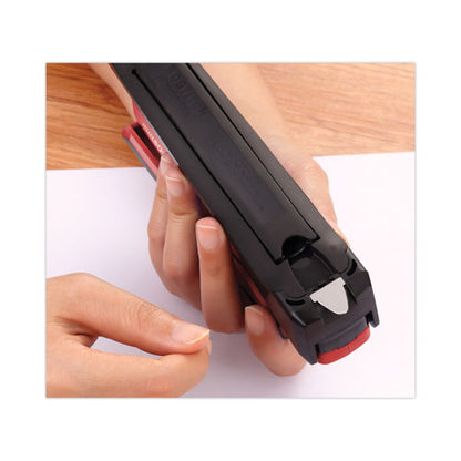 Inpower One-finger 3-in-1 Desktop Stapler, 20-sheet Capacity, Red/black