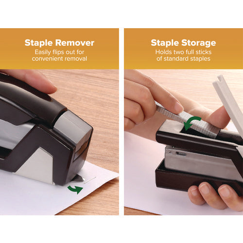 Injoy One-finger 3-in-1 Eco-friendly Compact Stapler, 25-sheet Capacity, Black