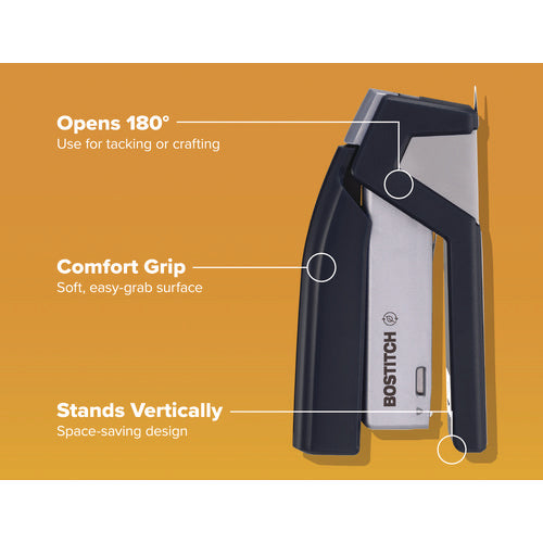 Injoy One-finger 3-in-1 Eco-friendly Compact Stapler, 25-sheet Capacity, Black