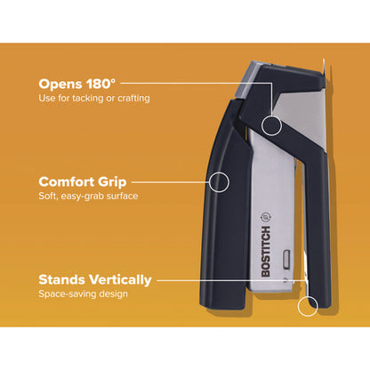 Injoy One-finger 3-in-1 Eco-friendly Compact Stapler, 25-sheet Capacity, Black