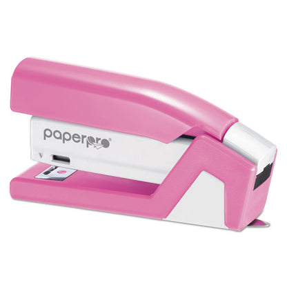 Incourage Spring-powered Compact Stapler, 20-sheet Capacity, Pink/gray