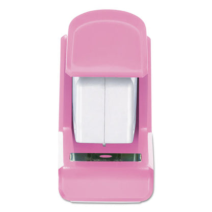 Incourage Spring-powered Compact Stapler, 20-sheet Capacity, Pink/gray
