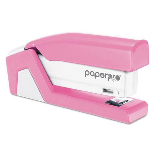 Incourage Spring-powered Compact Stapler, 20-sheet Capacity, Pink/gray