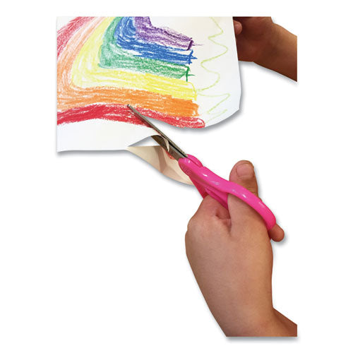 For Kids Scissors, Rounded Tip, 5" Long, 1.75" Cut Length, Straight Handle, Randomly Assorted Handle Color