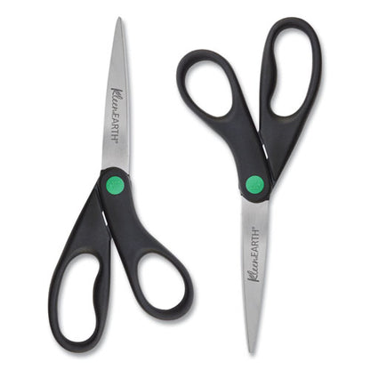 Kleenearth Scissors, 8" Long, 3.25" Cut Length, Straight Black Handle, 2/pack