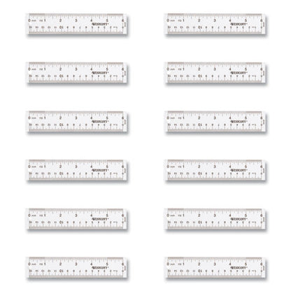 Clear Flexible Acrylic Ruler, Standard/metric, 6" (15 Cm) Long, Clear, 12/box