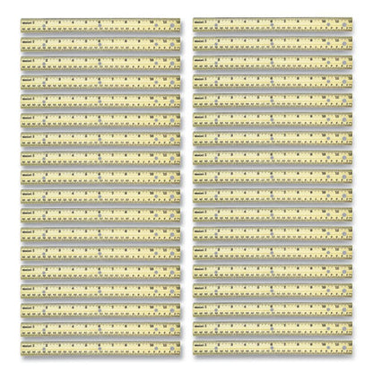 Three-hole Punched Wood Ruler, Standard/metric, 12" (30 Cm) Long, Natural Wood, 36/box