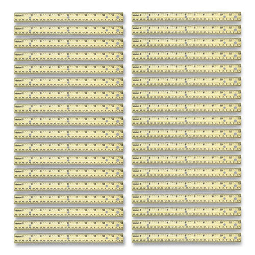 Three-hole Punched Wood Ruler, Standard/metric, 12" (30 Cm) Long, Natural Wood, 36/box