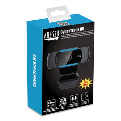 Cybertrack H5 1080p Hd Usb Autofocus Webcam With Microphone, 1920 Pixels X 1080 Pixels, 2 Mpixels, Black