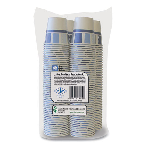 Heavy Duty Cold Cups, 3 Oz, Paper, Modernware Design, 2,400/carton