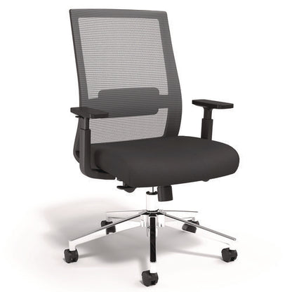 Alera Ashdale Ergonomic Fabric Swivel Task Chair, Supports 275 Lb, 18.15 To 21.89 Seat Height, Black Seat/back, Silver Base