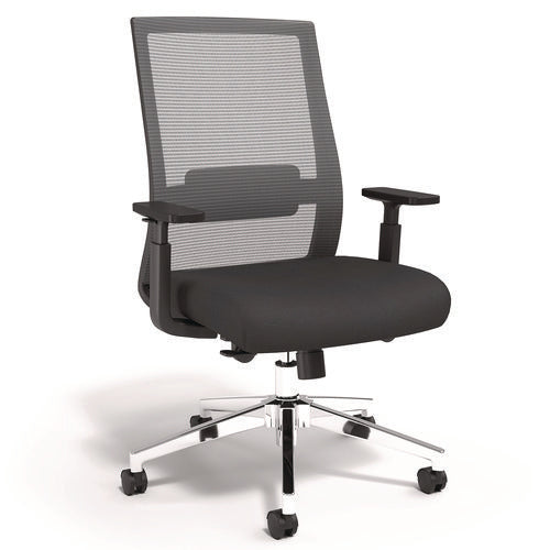 Alera Ashdale Ergonomic Fabric Swivel Task Chair, Supports 275 Lb, 18.15 To 21.89 Seat Height, Black Seat/back, Silver Base
