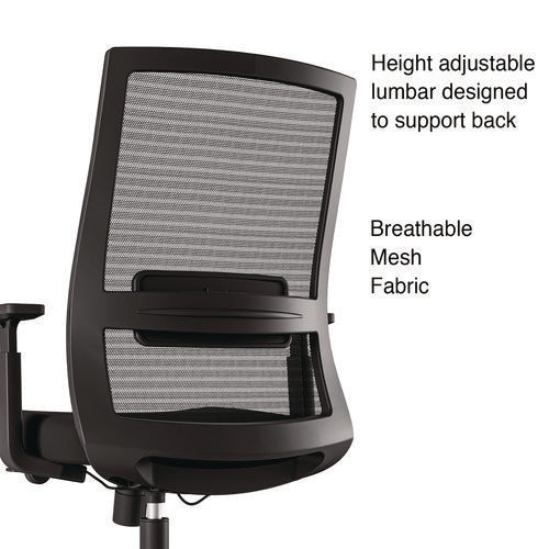 Alera Ashdale Ergonomic Fabric Swivel Task Chair, Supports 275 Lb, 18.15 To 21.89 Seat Height, Black Seat/back, Silver Base