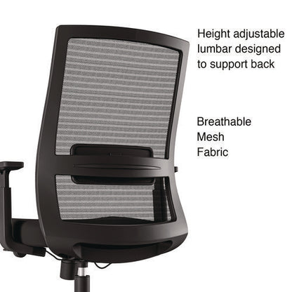 Alera Ashdale Ergonomic Fabric Swivel Task Chair, Supports 275 Lb, 18.15 To 21.89 Seat Height, Black Seat/back, Silver Base