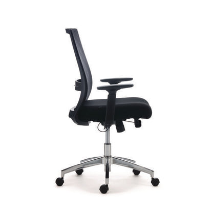 Alera Ashdale Ergonomic Fabric Swivel Task Chair, Supports 275 Lb, 18.15 To 21.89 Seat Height, Black Seat/back, Silver Base