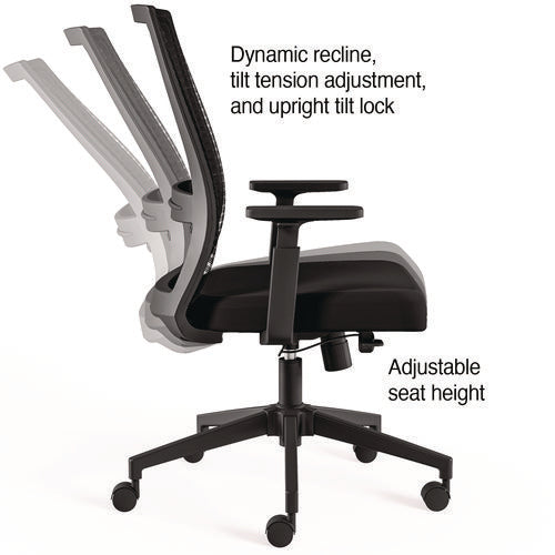 Alera Ashdale Ergonomic Fabric Swivel Task Chair, Supports 275 Lb, 18.15 To 21.89 Seat Height, Black Seat/back, Silver Base