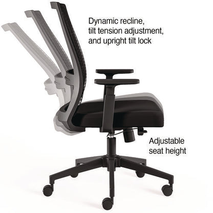 Alera Ashdale Ergonomic Fabric Swivel Task Chair, Supports 275 Lb, 18.15 To 21.89 Seat Height, Black Seat/back, Silver Base