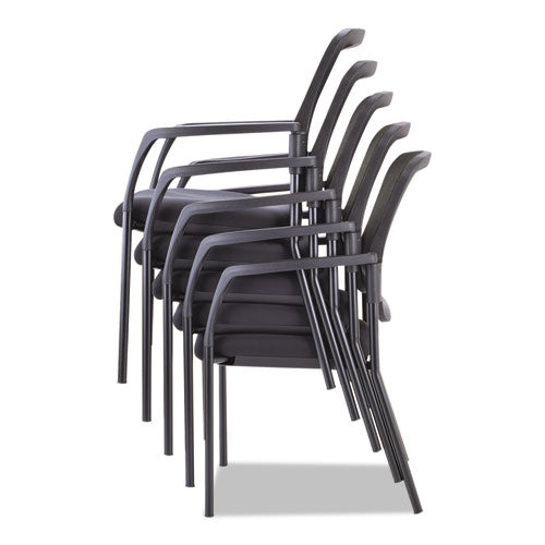 Alera Elusion Series Mesh Back Stacking Guest Chair, 26" X 25.6" X 36.2", Black Seat, Black Back, Black Base