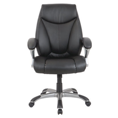 Alera Fulford Bonded Leather High-back Managers Chair, Supports 275lb, 18.62-22.56" Seat Height, Black Seat/back, Silver Base