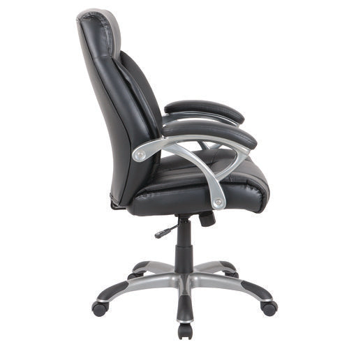 Alera Fulford Bonded Leather High-back Managers Chair, Supports 275lb, 18.62-22.56" Seat Height, Black Seat/back, Silver Base