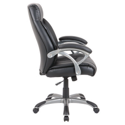 Alera Fulford Bonded Leather High-back Managers Chair, Supports 275lb, 18.62-22.56" Seat Height, Black Seat/back, Silver Base