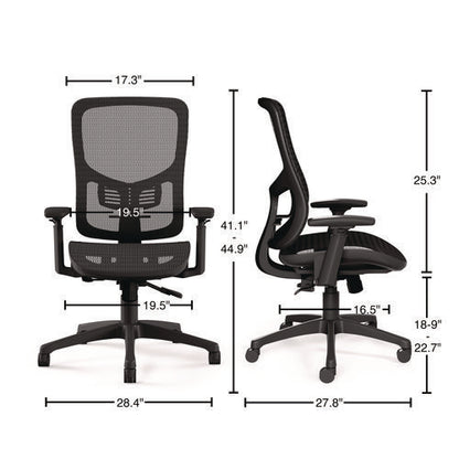 Alera Hollins Ergonomic Mesh Swivel Task Chair, Supports Up To 275lb, 18.57 To 22.54 Seat Height, Black Seat/back, Black Base