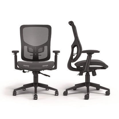 Alera Hollins Ergonomic Mesh Swivel Task Chair, Supports Up To 275lb, 18.57 To 22.54 Seat Height, Black Seat/back, Black Base