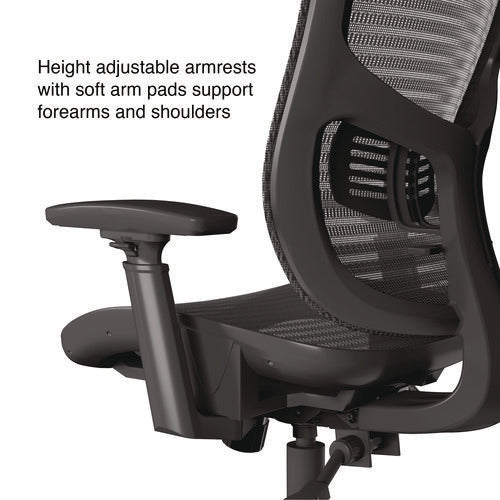 Alera Hollins Ergonomic Mesh Swivel Task Chair, Supports Up To 275lb, 18.57 To 22.54 Seat Height, Black Seat/back, Black Base