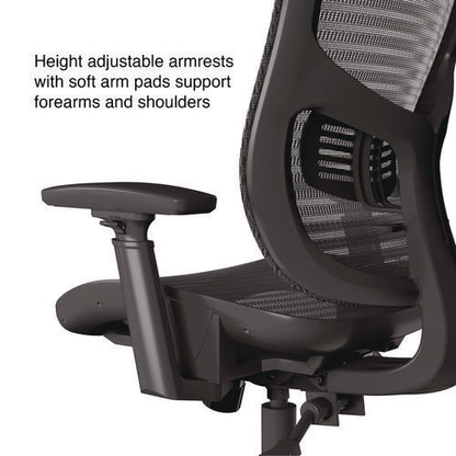 Alera Hollins Ergonomic Mesh Swivel Task Chair, Supports Up To 275lb, 18.57 To 22.54 Seat Height, Black Seat/back, Black Base