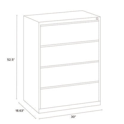 Lateral File, 4 Legal/letter-size File Drawers, Light Gray, 30" X 18.62" X 52.5"