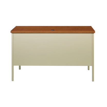 Single Pedestal Steel Desk, 45" X 24" X 29.5", Cherry/putty