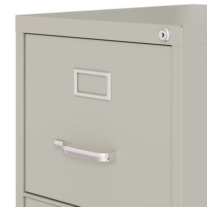 Two-drawer Economy Vertical File, 2 Letter-size File Drawers, Light Gray, 15" X 25" X 28.38"