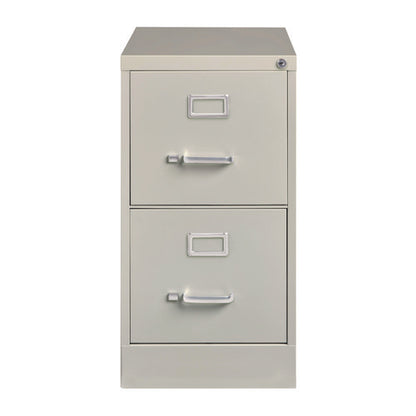 Two-drawer Economy Vertical File, 2 Letter-size File Drawers, Light Gray, 15" X 25" X 28.38"