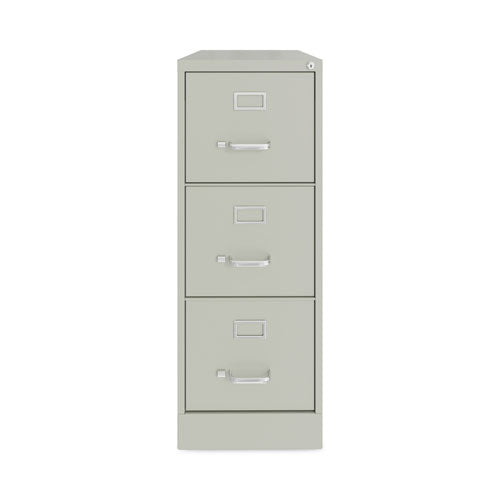Three-drawer Economy Vertical File, Letter-size File Drawers, 15" X 22" X 40.19", Light Gray